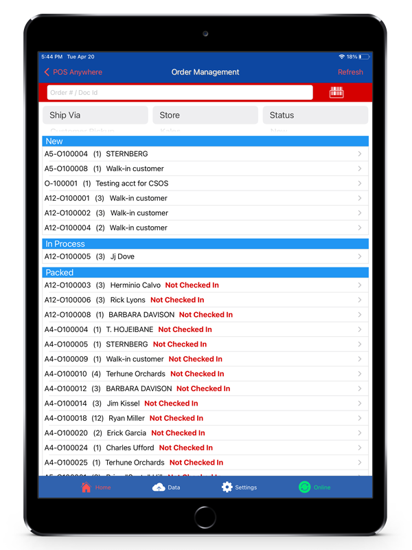 Order Management Tablet
